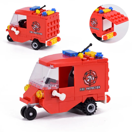 City Fire Truck Building Blocks Set - Police Vehicle DIY Toy