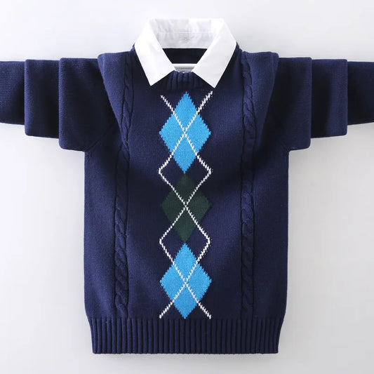 Boys Cotton Cardigan Sweater - Button Front Winter Layer