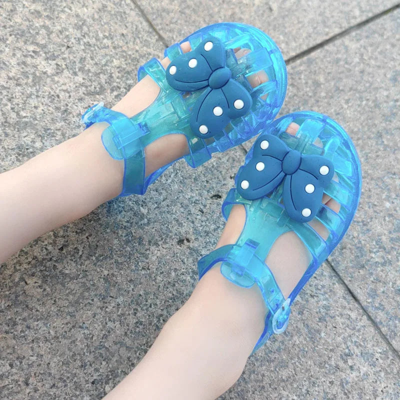 Girls Transparent Polka Dot Bow Sandals