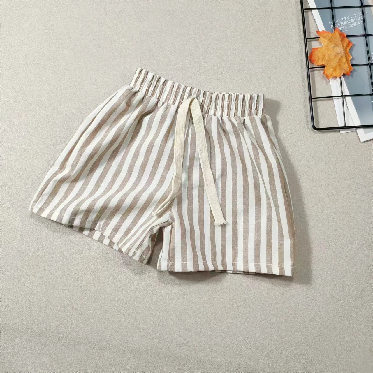 Kids Striped Cotton Blend Shorts - British Style Casual Pants