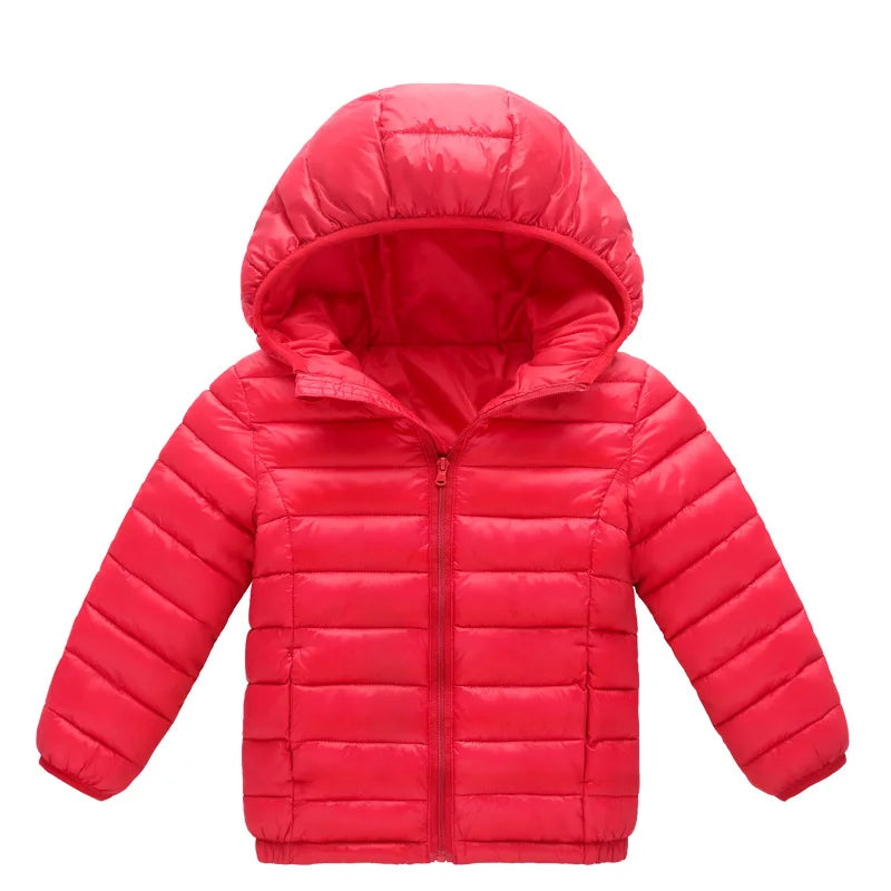 Kids Hooded Cotton Padded Down Coat - Warm Winter Outerwear