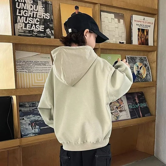 Boys Hooded Sweatshirt - Loose Long Sleeve Pullover Top