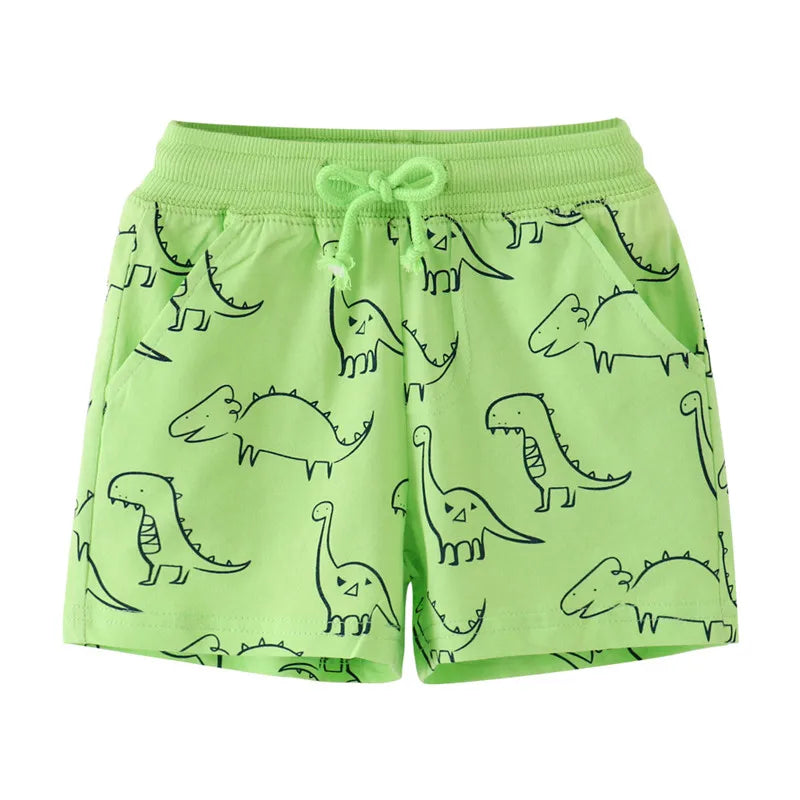 Kids Shark Print Drawstring Shorts - Cartoon Animal Summer Pant