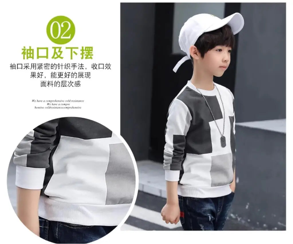 Boys Plus Velvet Long Sleeve Hoodie - Autumn Winter Warm Top