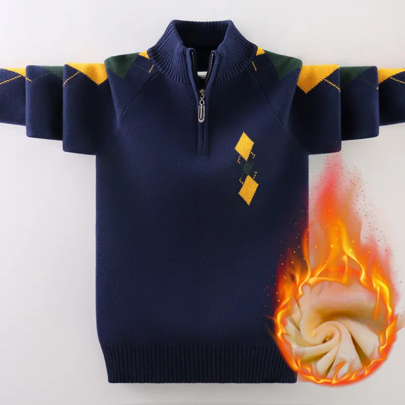 Boys Cotton Cardigan Sweater - Button Front Winter Layer