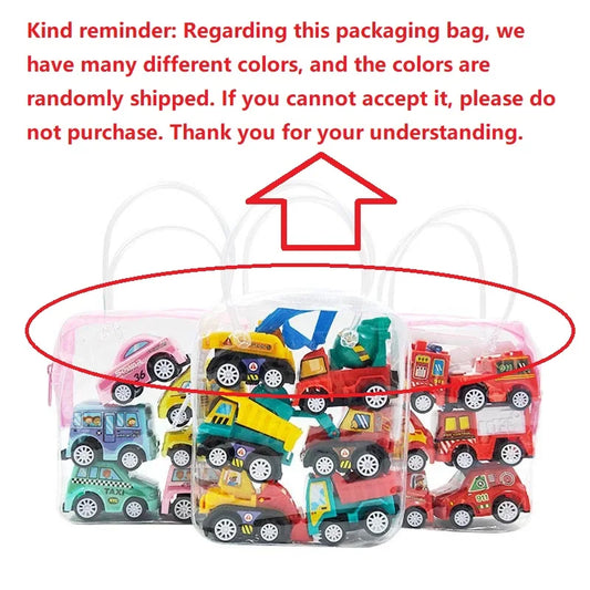 6-Piece Pull Back Car Model Set - Fire Truck Taxi Mini Vehicles