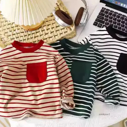 Baby Striped Long Sleeve T-Shirt - Warm Casual Autumn Top