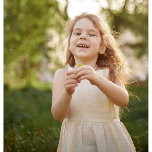 Girls Solid Suspender Summer Dress - Pocket Casual Style