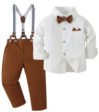 Toddler Boys Formal Bow Tie Suit - Shirt and Pant Party Outfit