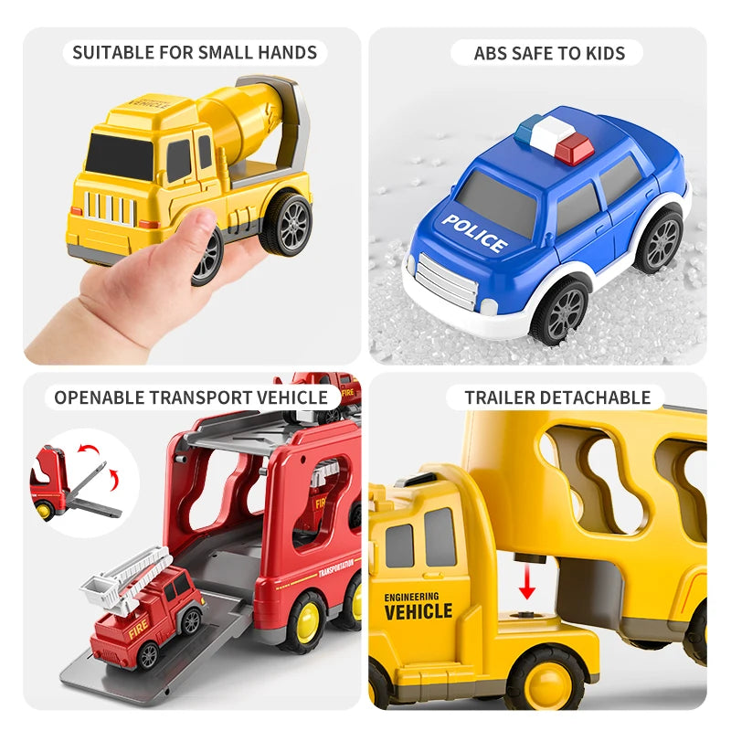 Diecast Carrier Truck Set - Engineering Vehicle Play Set