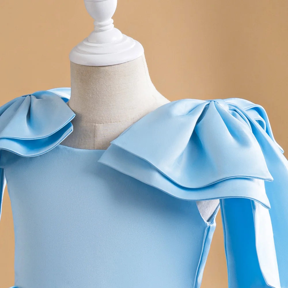 Girls Bow Baptism Princess Dress - Formal Party Outfit