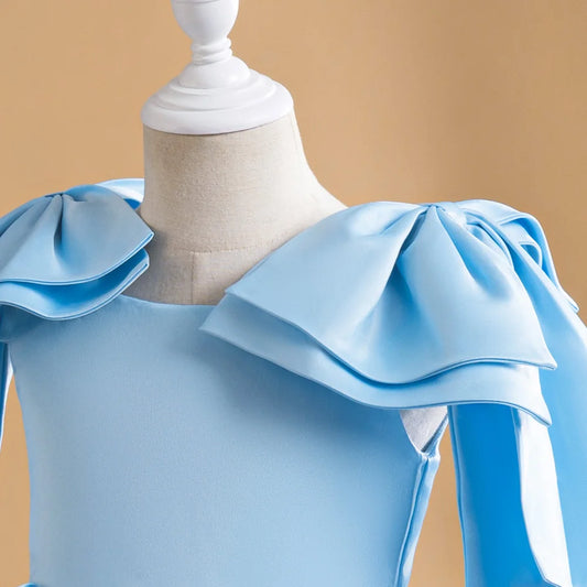 Girls Bow Baptism Princess Dress - Formal Party Outfit