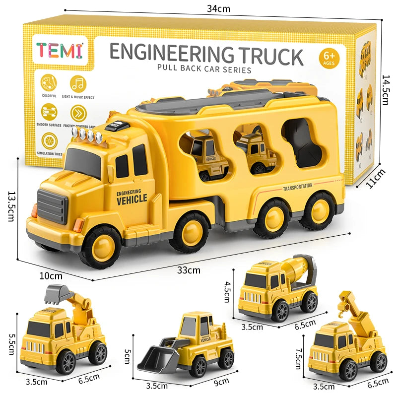 Diecast Carrier Truck Set - Engineering Vehicle Play Set