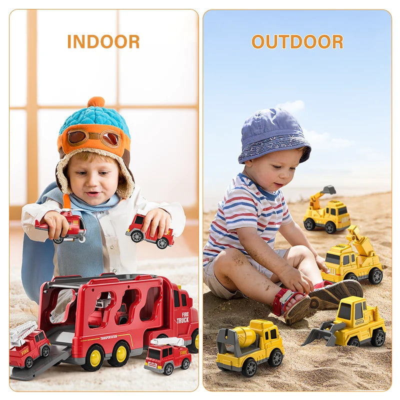 Diecast Carrier Truck Set - Engineering Vehicle Play Set