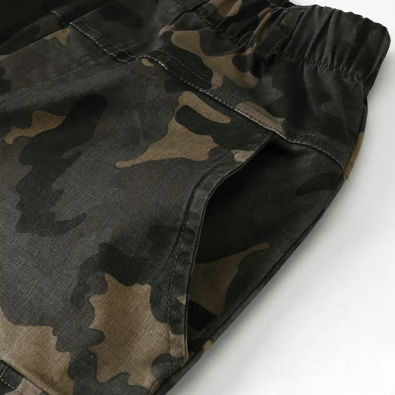 Boys Camo Cargo Trousers - Elastic Waist Jogger Pants