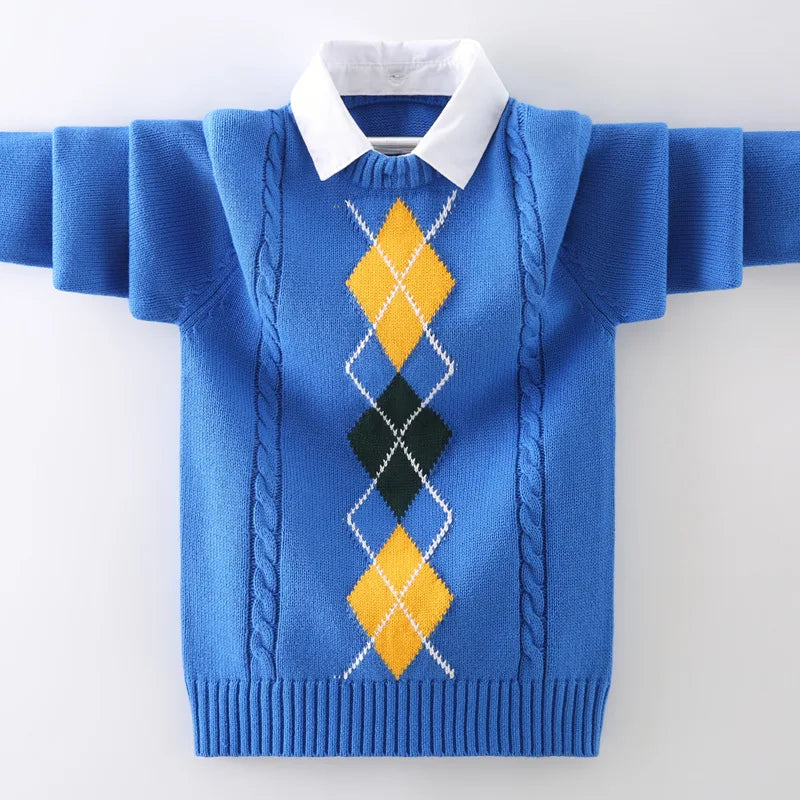 Boys Cotton Cardigan Sweater - Button Front Winter Layer
