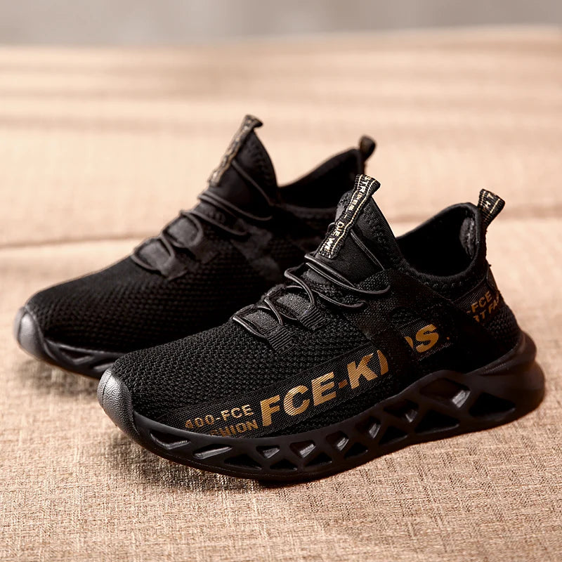 Kids Breathable Lace-Up Running Sneakers - Non-Slip Walking Shoes