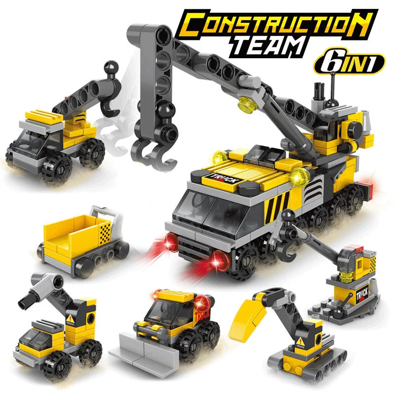 City Fire Truck Building Blocks Set - Police Vehicle DIY Toy