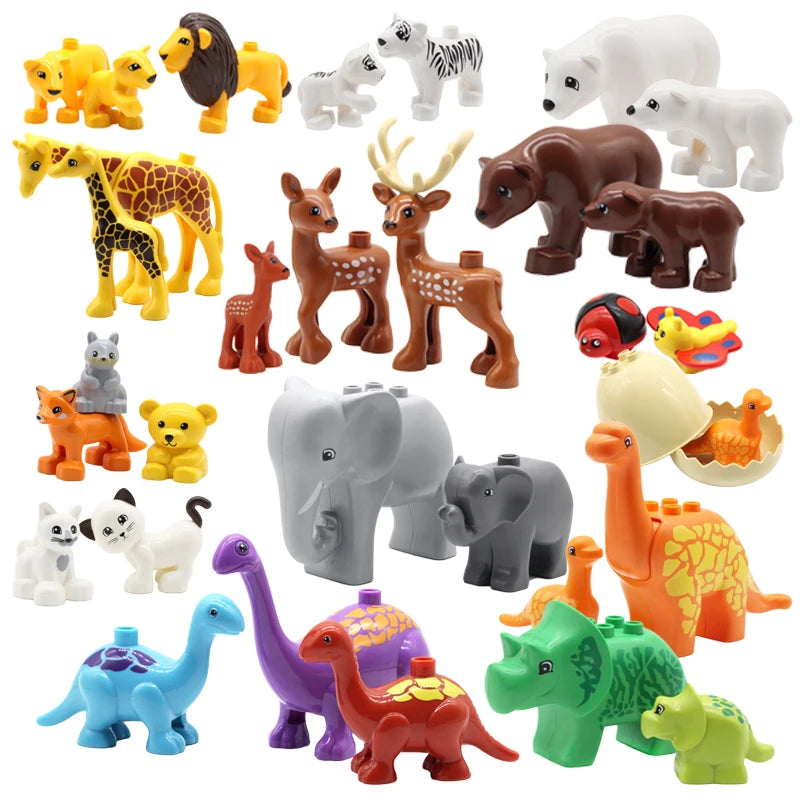 Zoo Animal Building Blocks Set - Elephant Tiger Bird Brick Toy