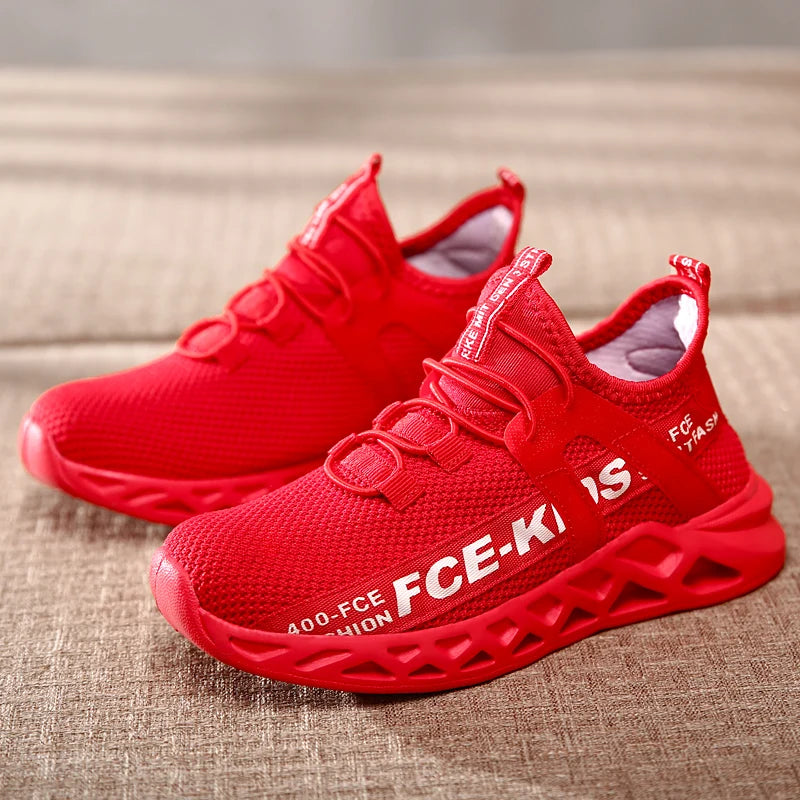 Kids Breathable Lace-Up Running Sneakers - Non-Slip Walking Shoes