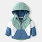 Boys Hooded Patchwork Windbreaker - Spring Autumn Outerwear Coat