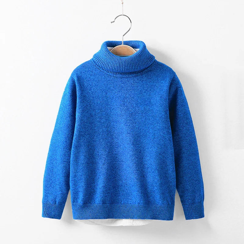 Toddler Turtleneck Knitted Sweater - Warm Plain Winter Top