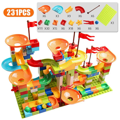 Marble Race Run Building Blocks Set - 77-308 Piece DIY Track Toy