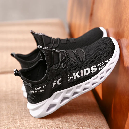 Kids Breathable Lace-Up Running Sneakers - Non-Slip Walking Shoes