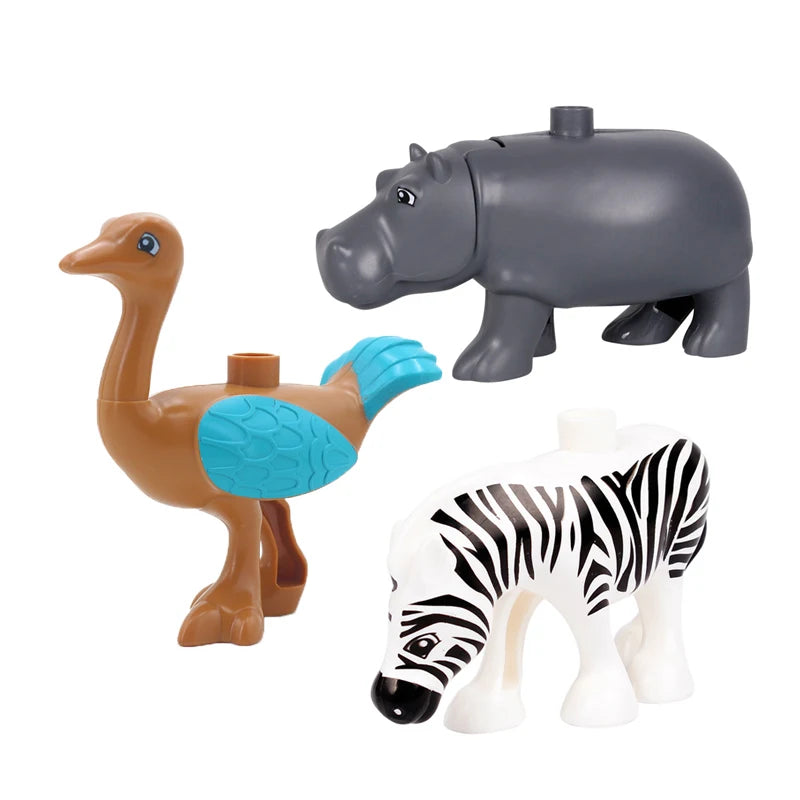Zoo Animal Building Blocks Set - Elephant Tiger Bird Brick Toy