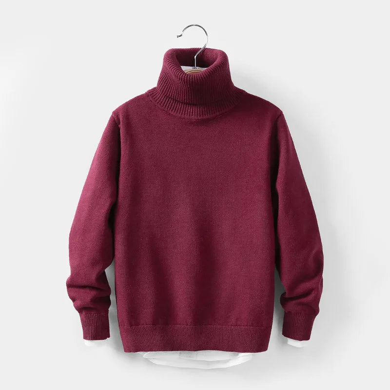 Toddler Turtleneck Knitted Sweater - Warm Plain Winter Top