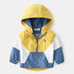 Boys Hooded Patchwork Windbreaker - Spring Autumn Outerwear Coat