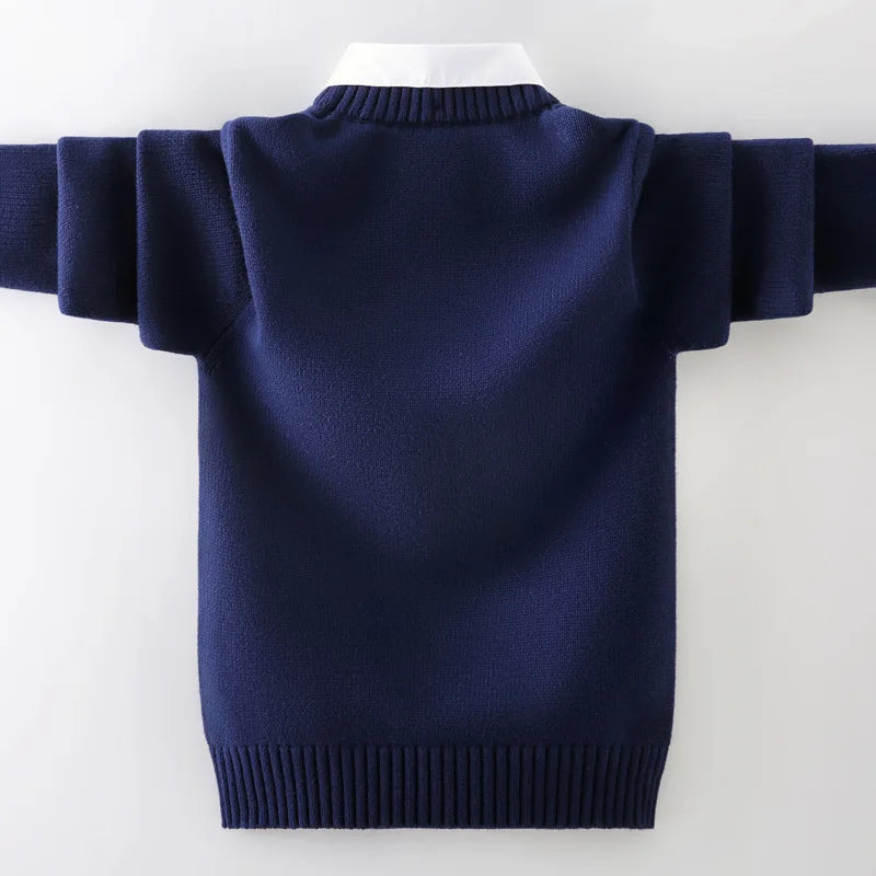 Boys Cotton Cardigan Sweater - Button Front Winter Layer