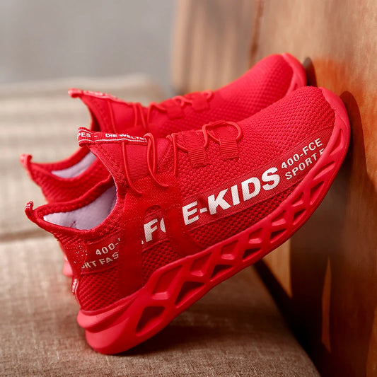 Kids Breathable Lace-Up Running Sneakers - Non-Slip Walking Shoes