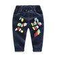 Kids Distressed Denim Jeans - Loose Cotton Blend Casual Pants