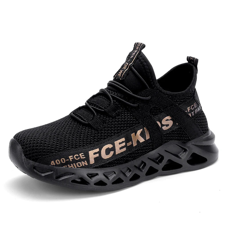 Kids Breathable Lace-Up Running Sneakers - Non-Slip Walking Shoes