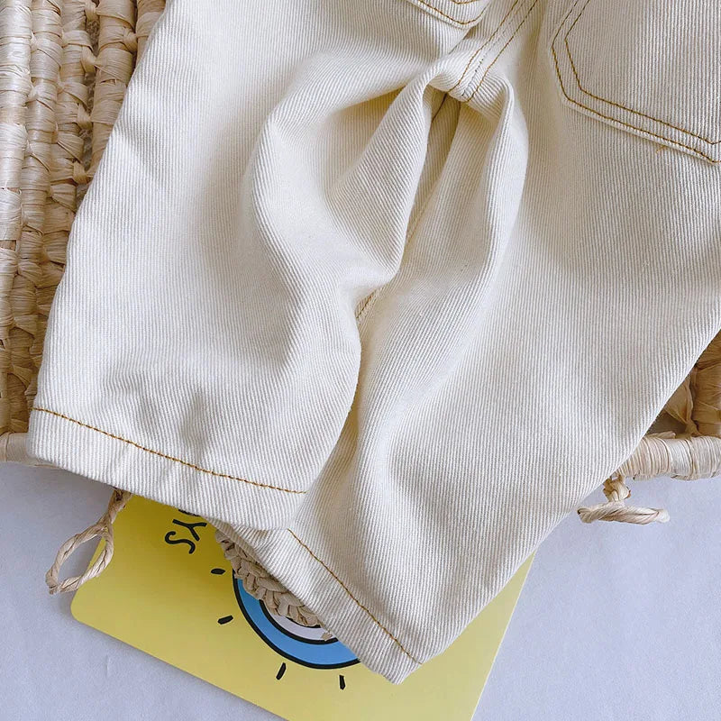 Toddler Straight Denim Pants - Elastic Waist Casual Jeans