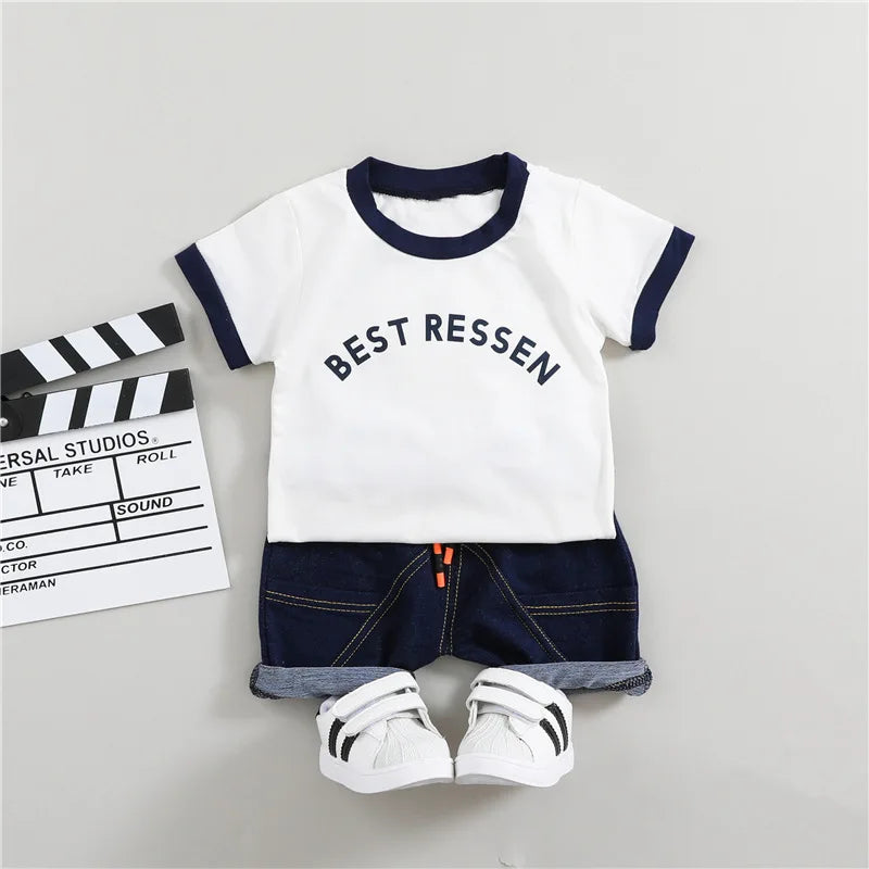 Toddler Sports T-Shirt and Shorts Set - Cotton Two-Piece Outfit