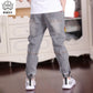 Boys Letter Print Pencil Jeans - Elastic Waist Denim Pants