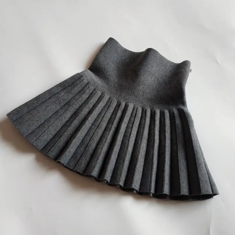 Girls Knitted High Waist Pleated Mini Tutu Skirt