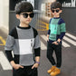 Boys Round Collar Knit Sweater - Plaid Autumn Pullover
