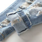 Kids Distressed Denim Jeans - Loose Cotton Blend Casual Pants