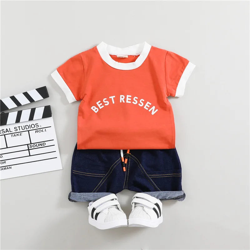 Toddler Sports T-Shirt and Shorts Set - Cotton Two-Piece Outfit