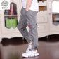 Boys Letter Print Pencil Jeans - Elastic Waist Denim Pants