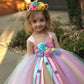 Girls Pastel Unicorn Flower Tutu Dress - Crochet Tulle Style