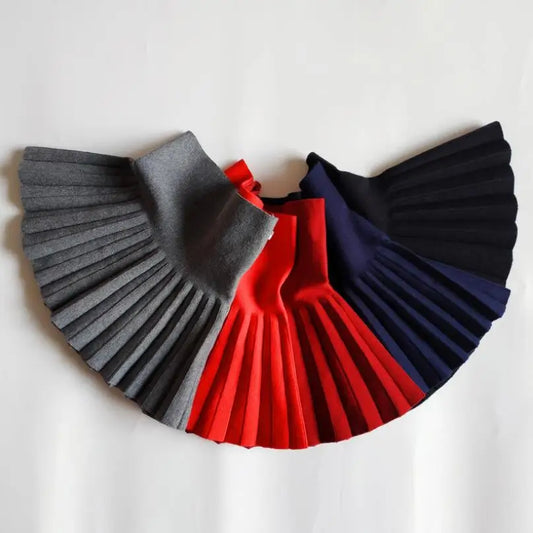 Girls Knitted High Waist Pleated Mini Tutu Skirt