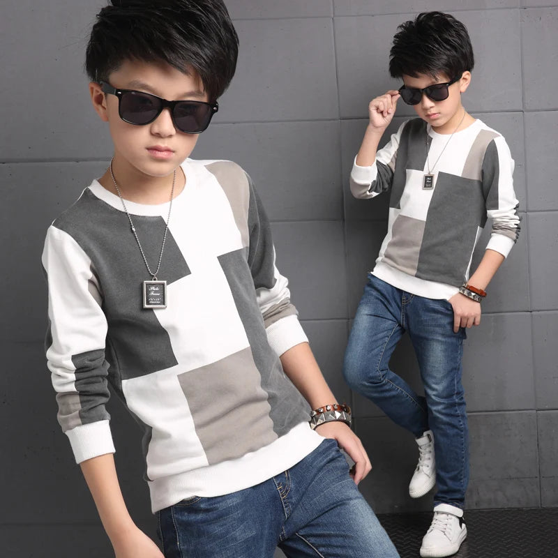 Boys Plus Velvet Long Sleeve Hoodie - Autumn Winter Warm Top