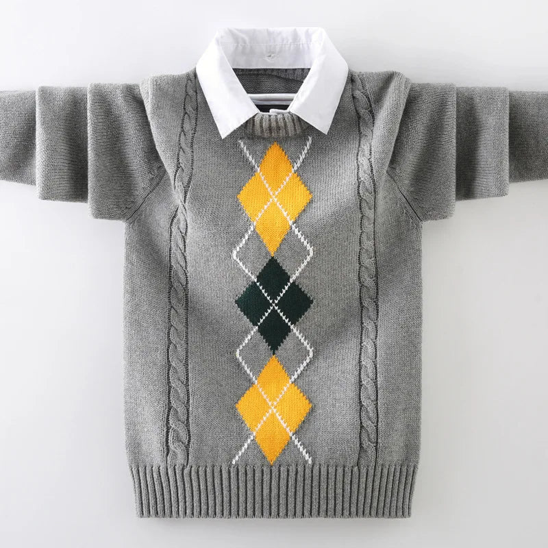Boys Cotton Cardigan Sweater - Button Front Winter Layer