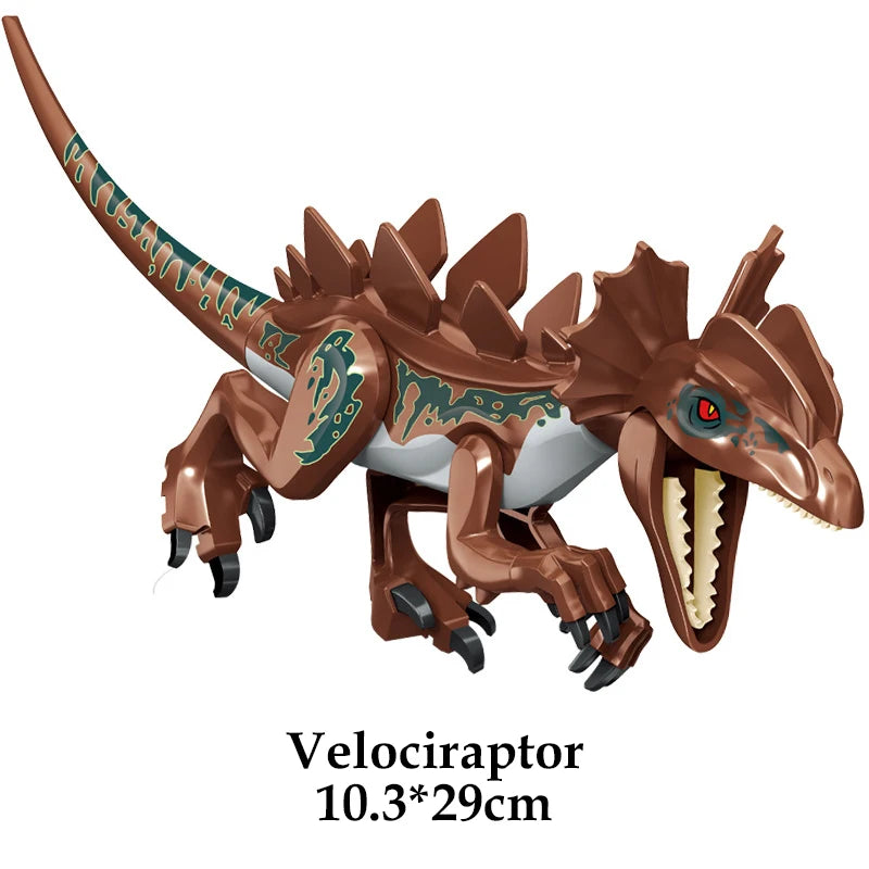 Jurassic Dinosaur Building Blocks Set - Raptor and T-Rex Figure Bricks