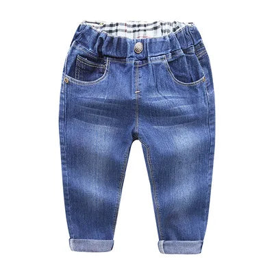 Kids Distressed Denim Jeans - Loose Cotton Blend Casual Pants