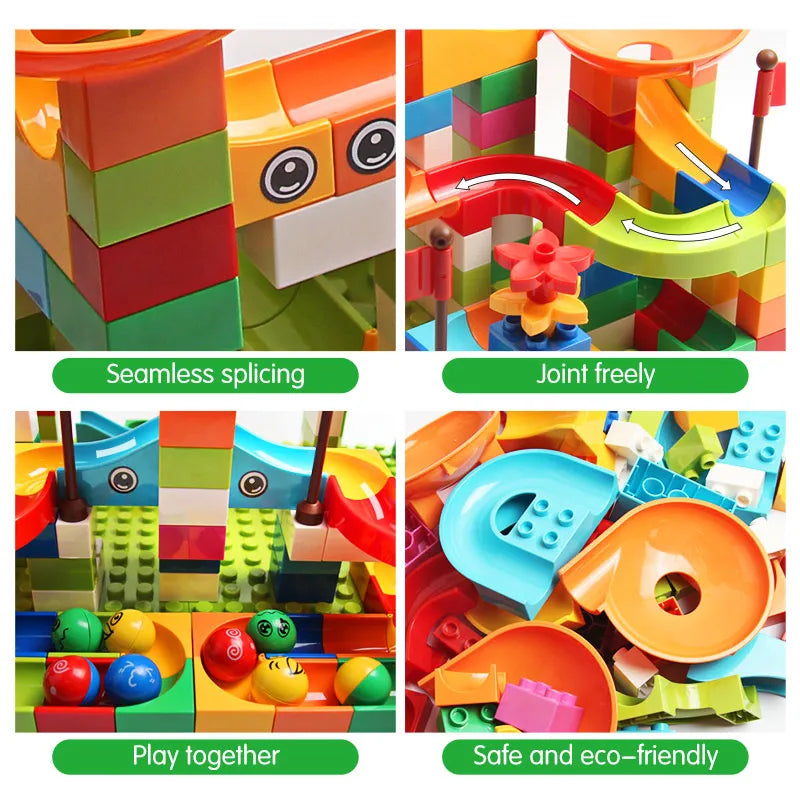 Marble Race Run Building Blocks Set - 77-308 Piece DIY Track Toy